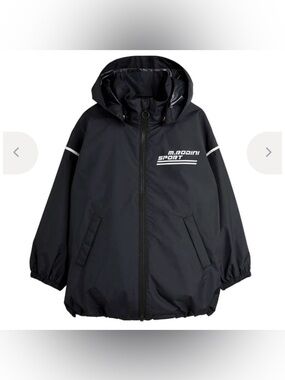 Mini Rodini Sport Kids windbreaker rain jacket coat black sie 7-9 NEW